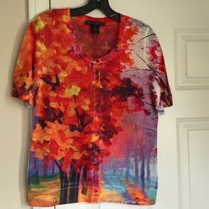 Elena Wang Short Sleeve Shirt NWOT Sz S